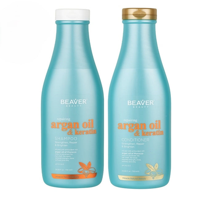 Beaver Repairing Argan Oil and Keratin Shampoo & Conditioner 730ml
