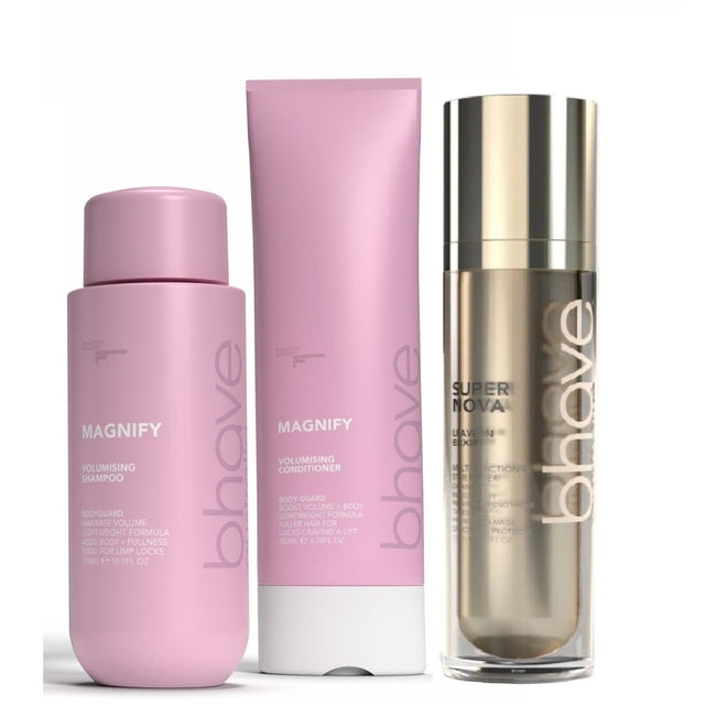 Bhave Volumising Series Magnify Trio Shampoo, Conditioner & Super nova elixir
