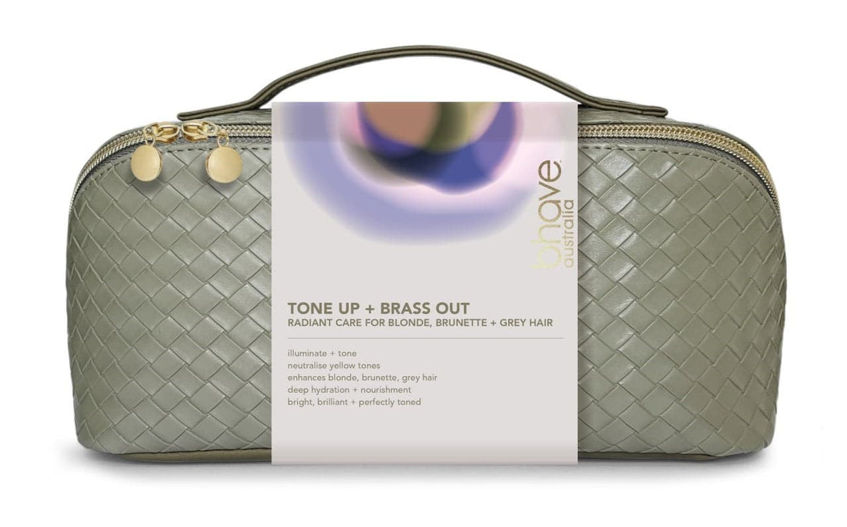 Bhave Tone Up + Brass Out Bombshell Blonde Duo with Luxurious Travel Cosmetic Bag