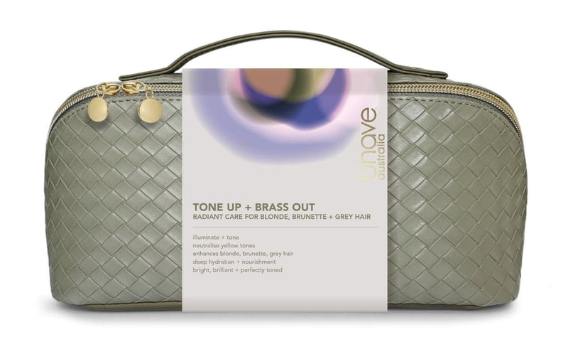 Bhave Tone Up + Brass Out Bombshell Blonde Duo with Luxurious Travel Cosmetic Bag