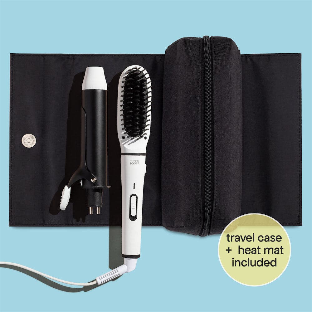Bondi Boost Mini Multi Styler Straightening Brush +Curling Iron , Travel Size