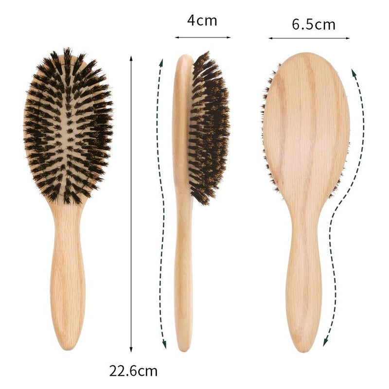 BoomsLife Oak Wood Handle 100% Soft Boar Bristle Cushion Brush
