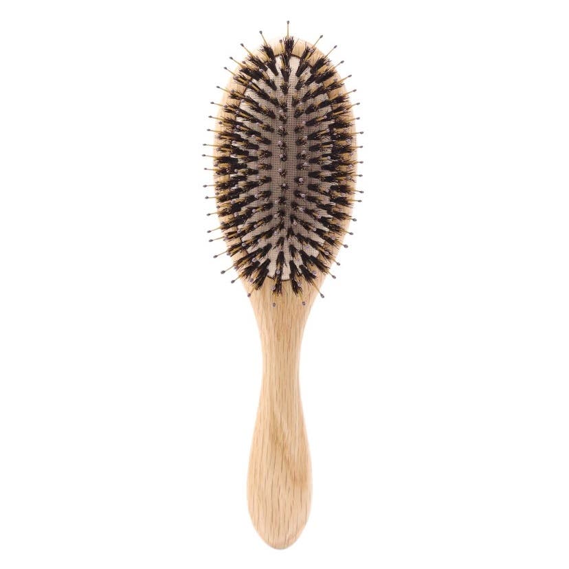 BoomsLife Oak Wood Handle Nylon & Boar Bristle Cushion Brush