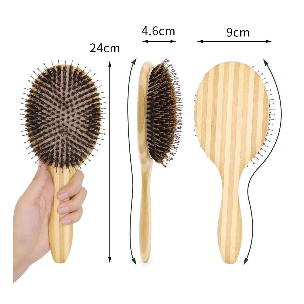 BoomsLife Oak Wood Handle Nylon & Boar Bristle Cushion Brush - Large