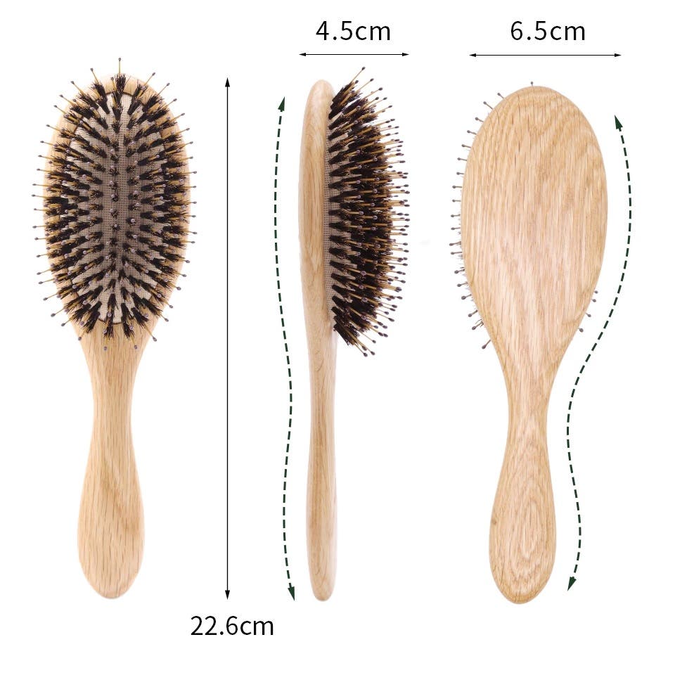 BoomsLife Oak Wood Handle Nylon & Boar Bristle Cushion Brush