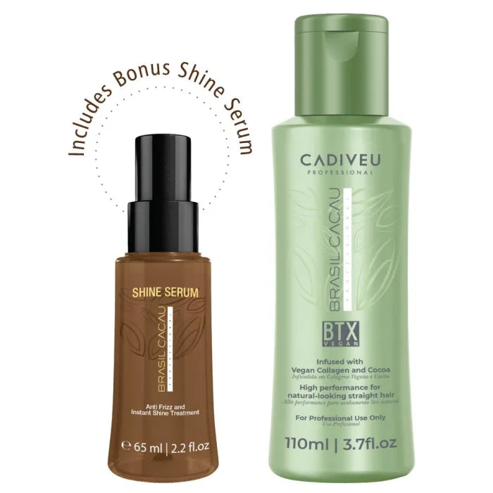 Brasil Cacau BTX Vegan Smoothing Treatment 110ml + Shine Serum 65ml Combo