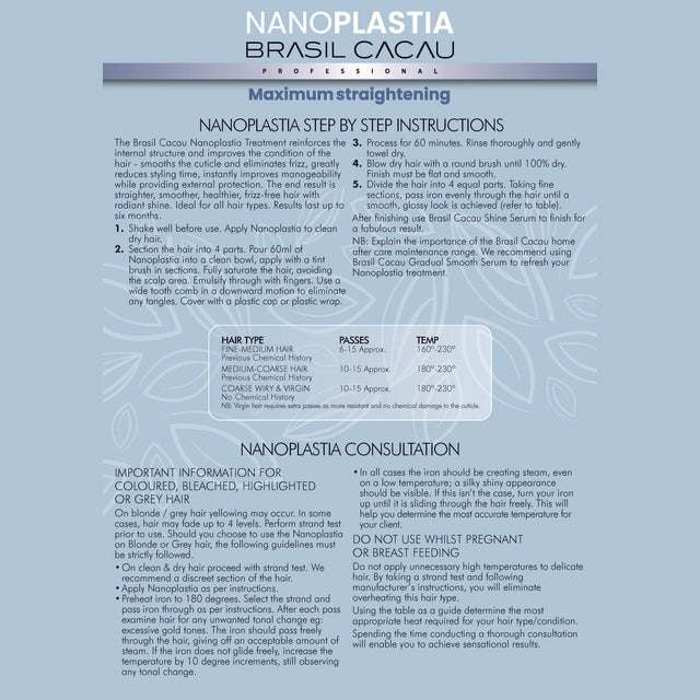 Brasil Cacau Nanoplastia Straightening Treatment 110ml Professional Hair Smoothing