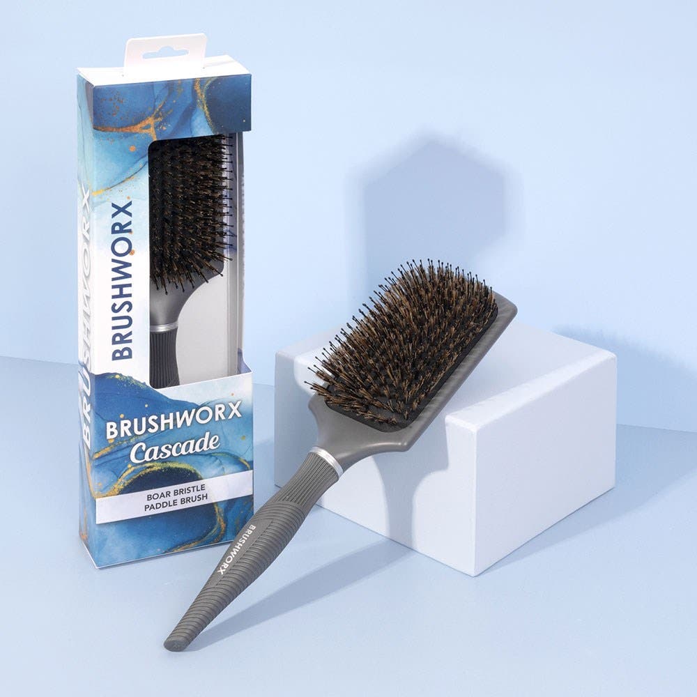 Brushworx Cascade Paddle Brush Mixed Boar Bristle 101537