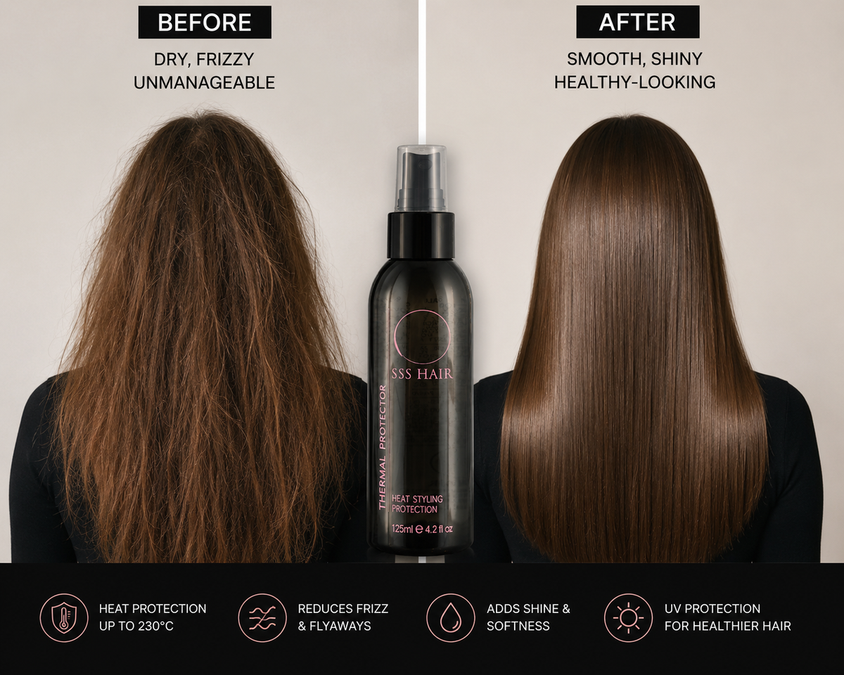 SSS Heat Protectant Spray for Blow Drying, Straightening & Curling | UV & Thermal Protection