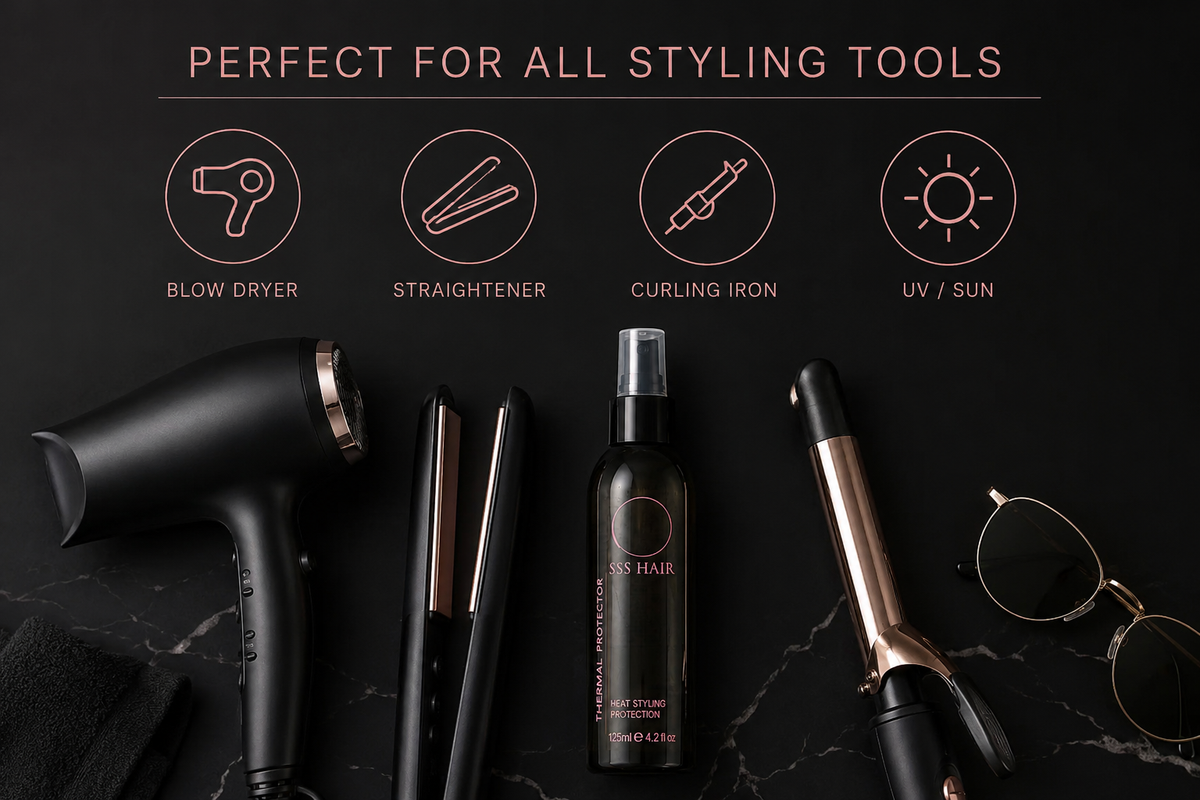 SSS Heat Protectant Spray for Blow Drying, Straightening & Curling | UV & Thermal Protection