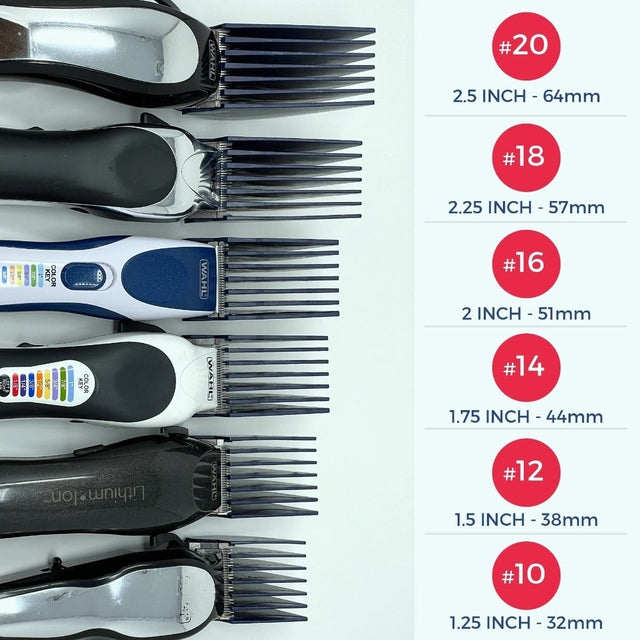 Clipquik Six Pieces XL Clipper Guard #20, #18, #16,#14, #12, #10 Attachment Comb Fits Most Wahl Full Size Hair Clippers