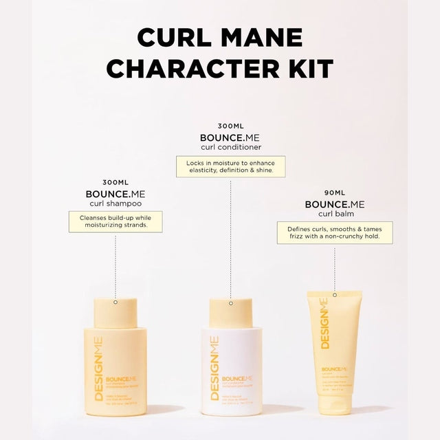 DESIGNME BounceME Curl Trio Kit Curl Shampoo, Conditioner 300ml & Curl Balm 90ml