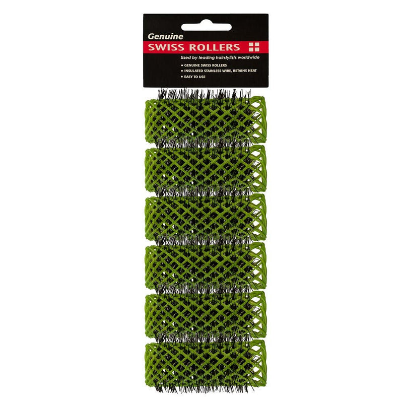 Dateline Professional 25mm Swiss Hair Rollers - Green 134702
