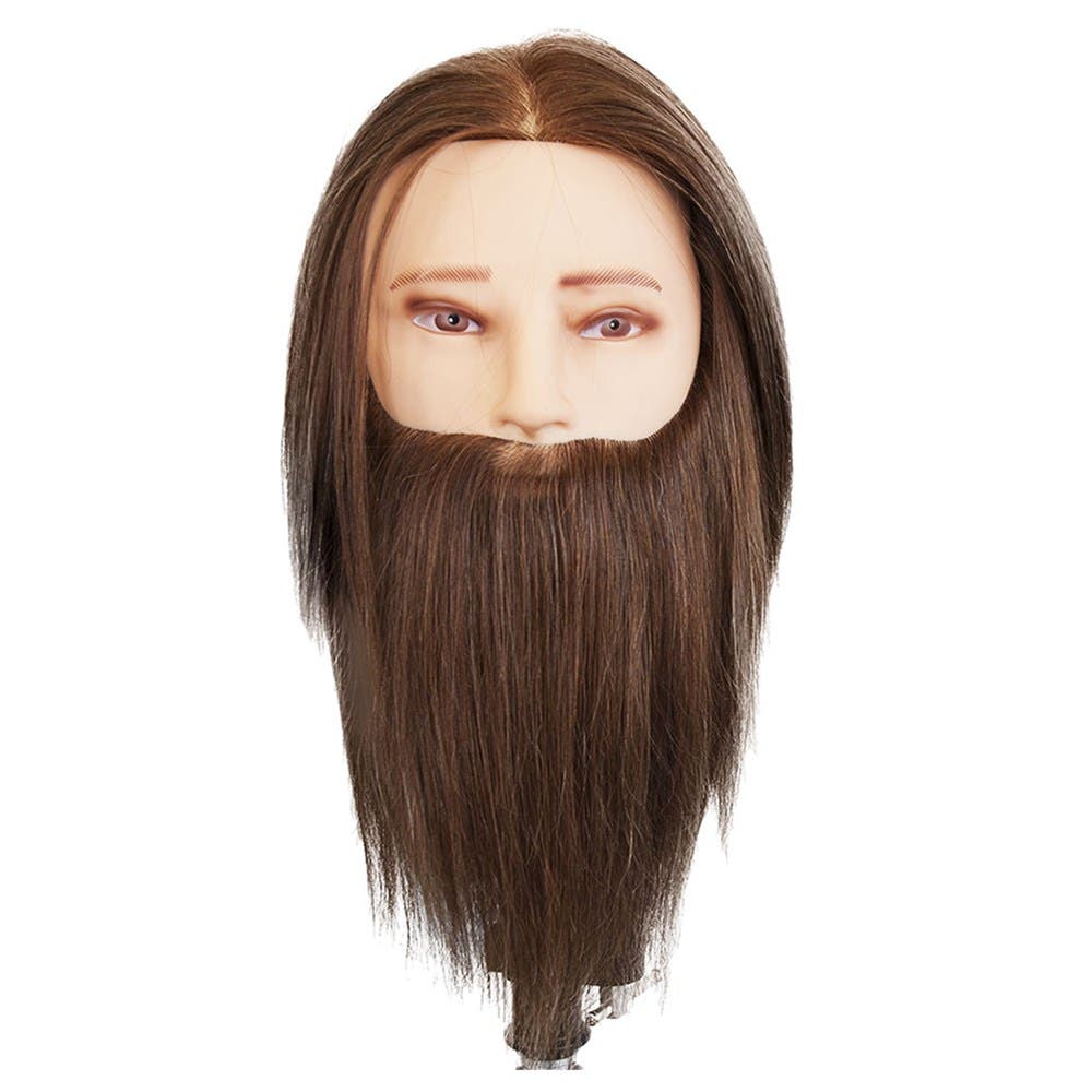 Dateline Professional MALE Mannequin Bearded Medium Indian Hair Light Brown - James 15"