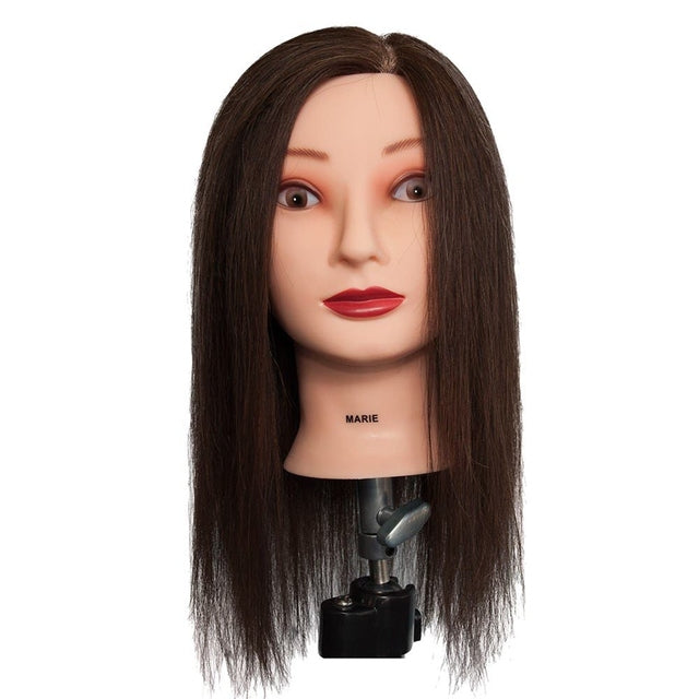 Dateline Professional MARIE Mannequin Head 100% Brown Human Hair 18" 45cm