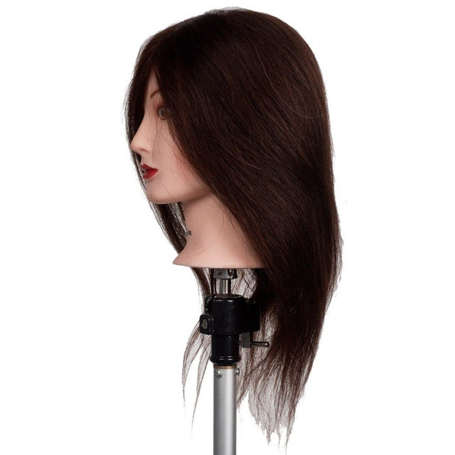 Dateline Professional MARIE Mannequin Head 100% Brown Human Hair 18" 45cm