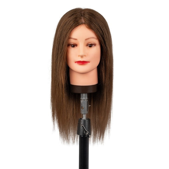 Dateline Professional Mannequin Head Designer Collection Medium Long Indian Brown Layer Hair - Amber 16"
