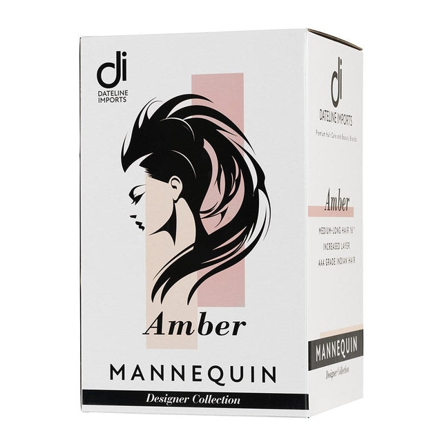 Dateline Professional Mannequin Head Designer Collection Medium Long Indian Brown Layer Hair - Amber 16"