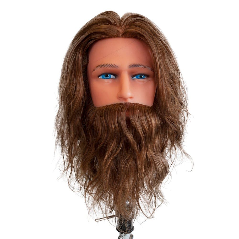Dateline Professional Mannequin Medium Indian Hair With Beard Light Brown - George 16"