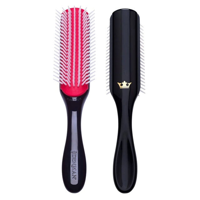 Denman D3 The Original Styler 7 Row with Gold Crown Logo - Black/Red