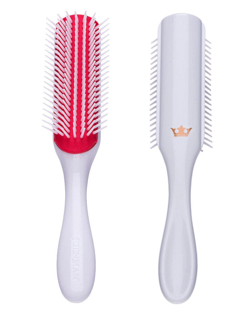 Denman D3 The Original Styler 7 Row with Rose Gold Crown Logo - White/Red