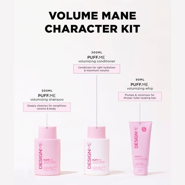 DesignME PuffME Volume Trio Kit Volumising Shampoo, Conditioner & Hair Treatment