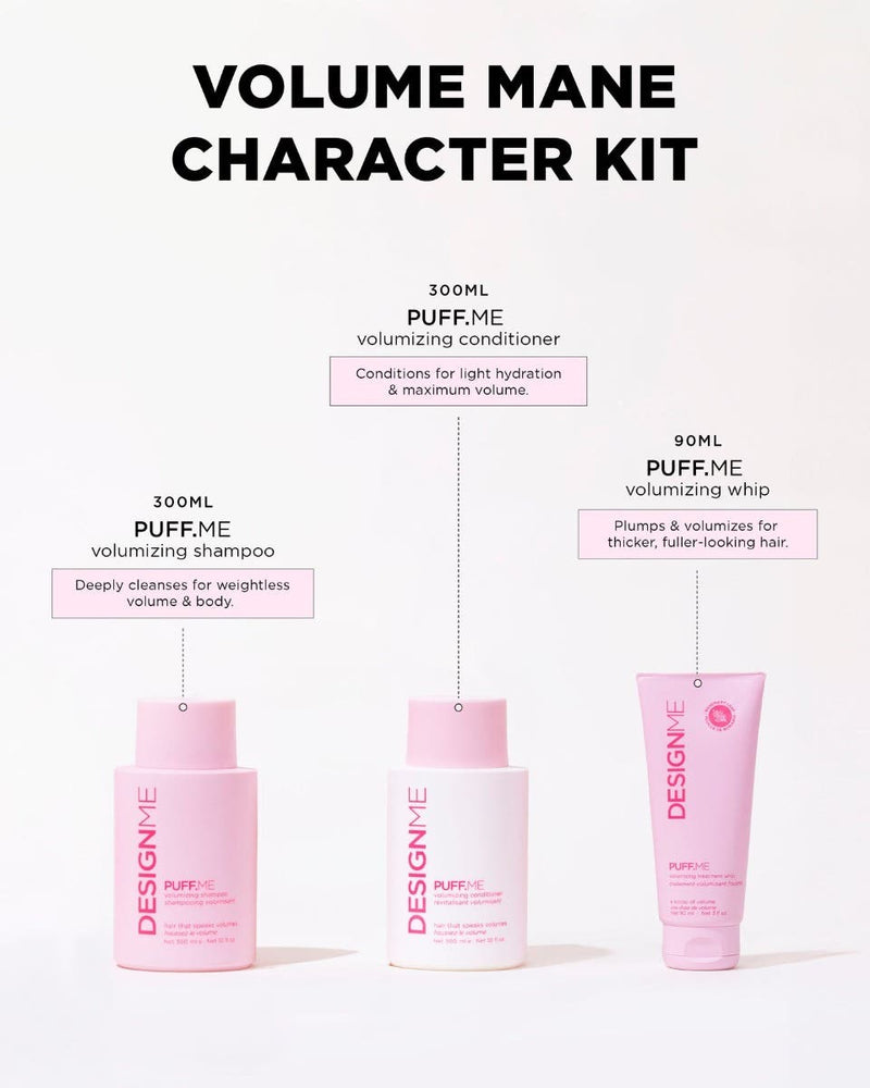 DesignME PuffME Volume Trio Kit Volumising Shampoo, Conditioner & Hair Treatment