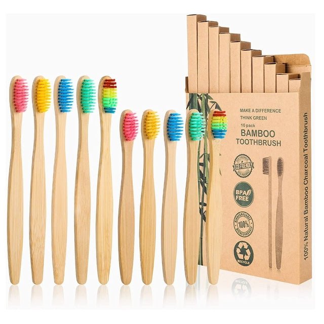 Eco-friendly Natural Bamboo Toothbrush Set, Extra soft bristle, BPA Free