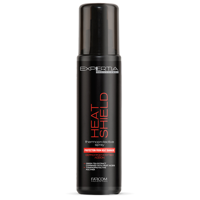 FARCOM PROFESSIONAL EXPERTIA Heat Shield thermoprotective hair spray 200ml in black bottle
