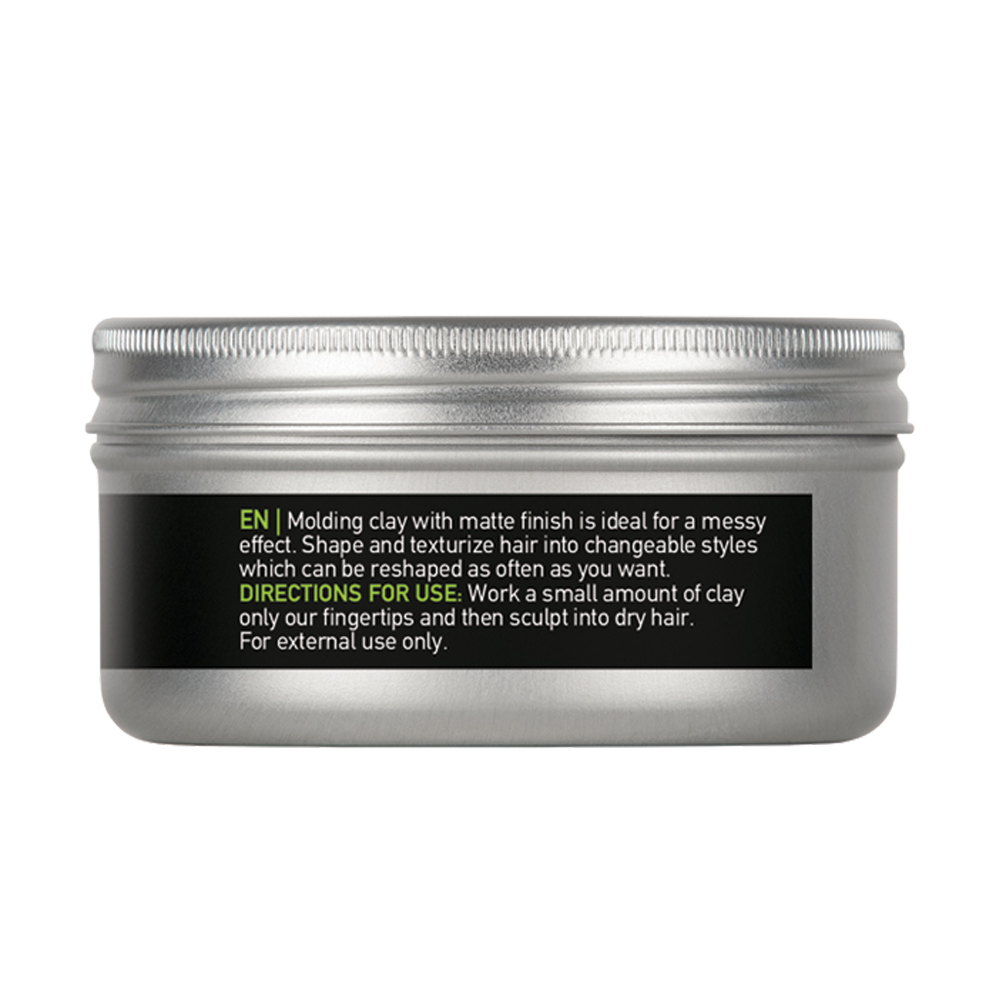 Farcom Expertia matte texture molding clay in silver tin for messy hair styles