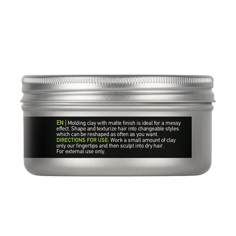 Farcom Expertia matte texture molding clay in silver tin for messy hair styles