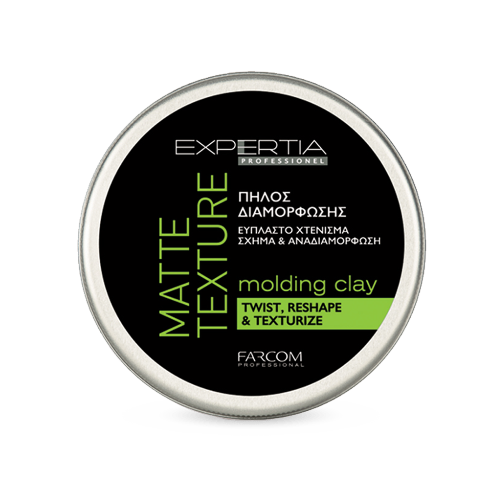 Farcom Expertia matte finish styling clay top view with twist and reshape label