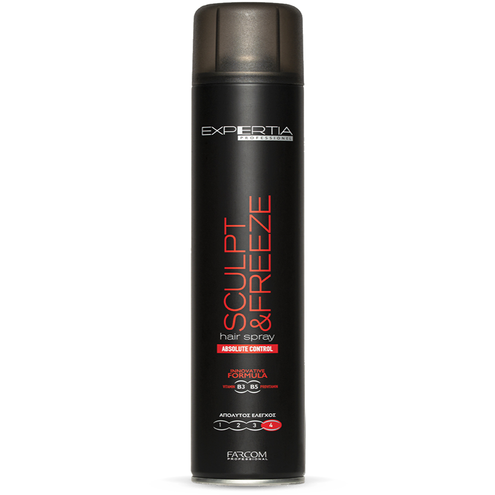 Farcom Expertia Sculpt & Freeze Absolute Control Hair Spray 500ml black can with Vitamin B3 B5