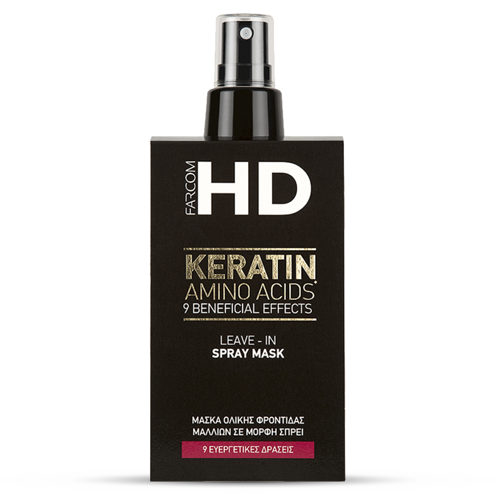 FARCOM HD Keratin Amino Acids leave-in spray mask 150ml in black spray bottle
