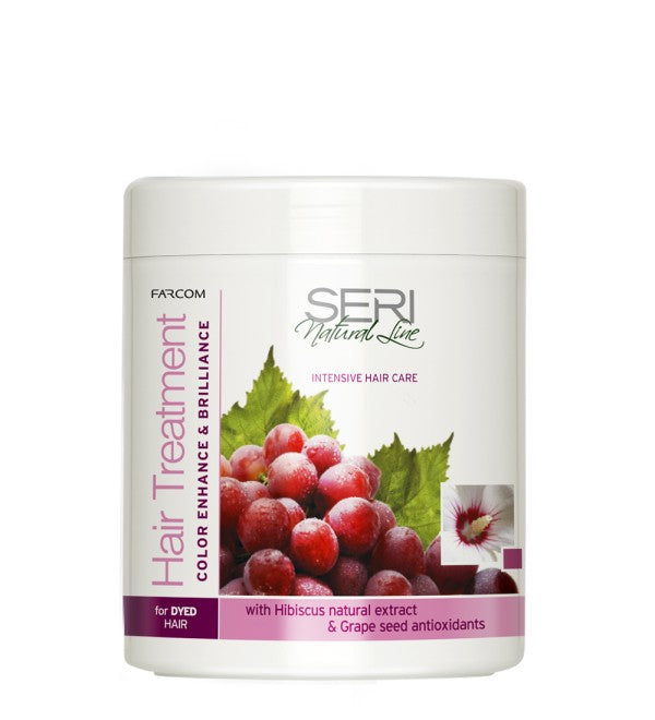 Farcom Seri Color Enhancer Hair Treatment bottle with hibiscus and grape seed extract for dyed hair