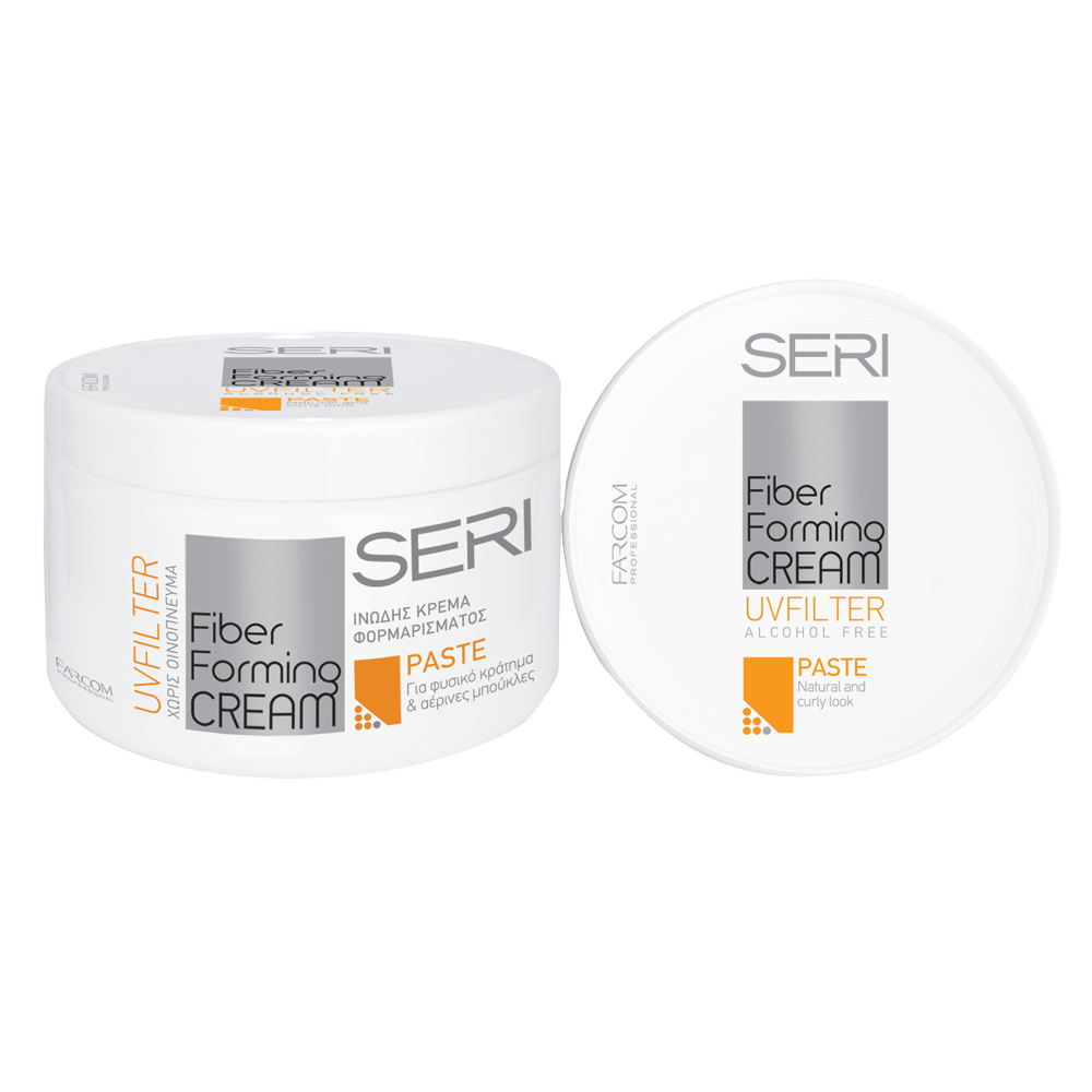 Farcom Seri Fiber Forming Cream Paste 250ml with UV filter and alcohol-free formula for natural curly hair