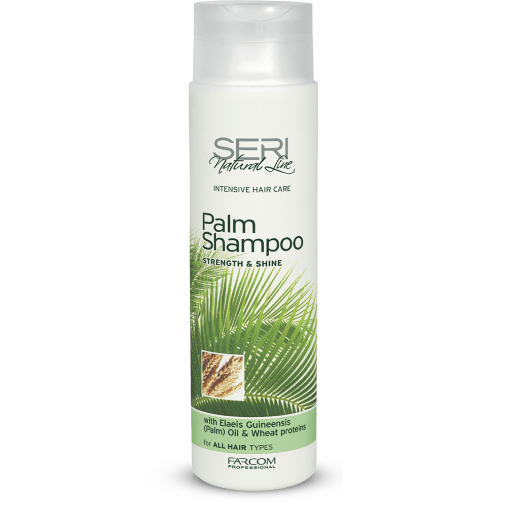 Farcom Seri Palm Shampoo Strength & Shine 300ml for all hair types with palm oil and wheat proteins