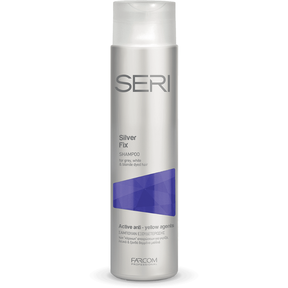 Farcom Seri Silver Fix Anti-Yellow Blonde Shampoo 300ml bottle for grey white and blonde hair