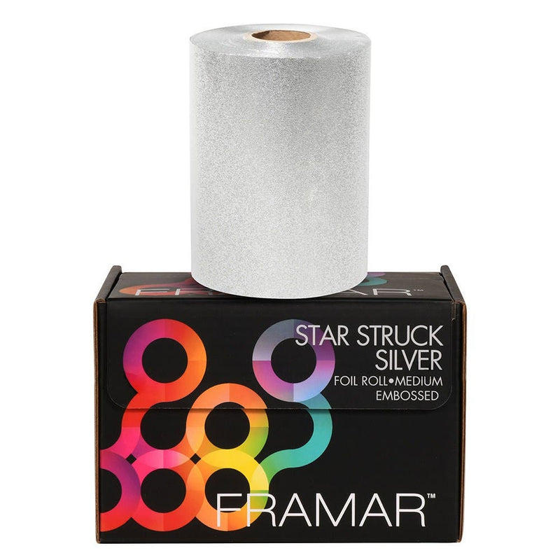 Framar Embossed Foil Roll Medium Star Struck Silver 12.7cm x 97.5m