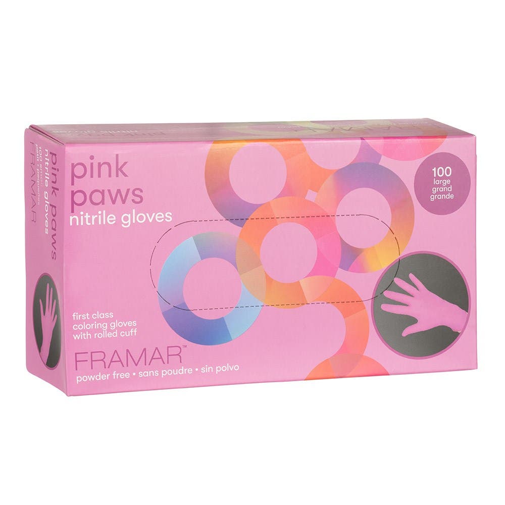 Framar Pink Paws Nitrile Gloves Large 100pc