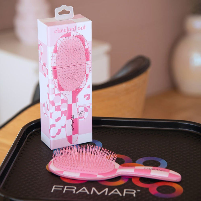Framar Detangler Hair Brush Checked Out - Pink