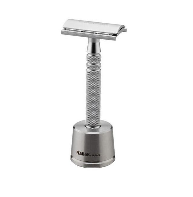 Feather AS-D2S Stainless Steel Safety Razor & Stand - Made in Japan