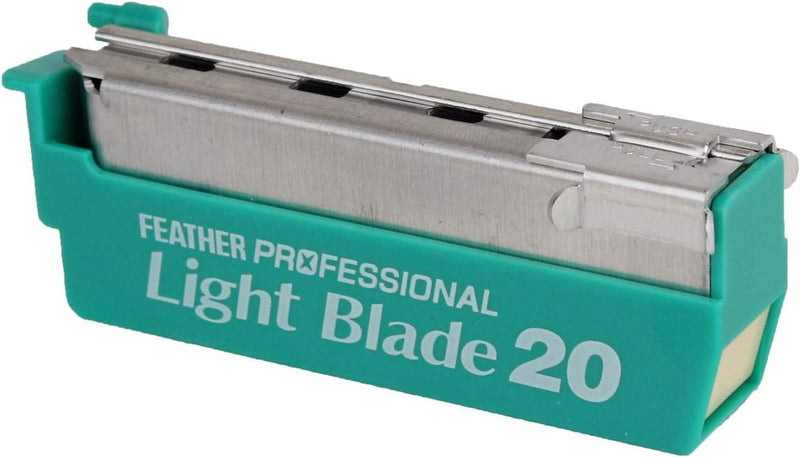Feather Artist Club SS Folding Razor, Injector Blades Replacement LIGHT Blade Dispenser 20 blades PL-20
