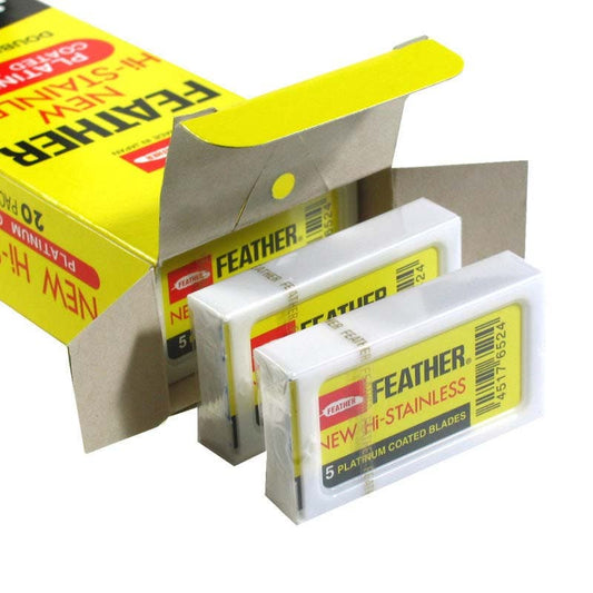 Feather New Hi-Stainless Platinum Coated Double Edge Razor Blades - 100pk
