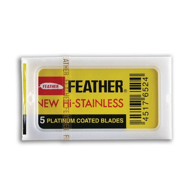 Feather New Hi-Stainless Platinum Coated Double Edge Razor Blades - 5pk