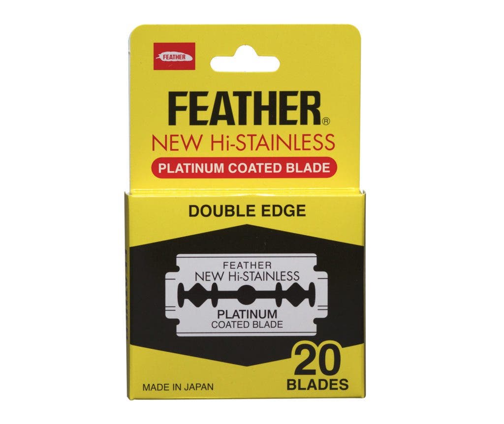 Feather New Hi-Stainless Platinum Coated Double Edge Razor Blades - 20pk