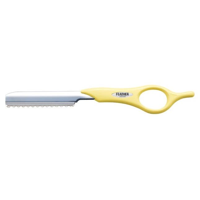 Feather SRS-CY Styling Razor Short Handle with 1 blade Made in Japan - Cream Yellow