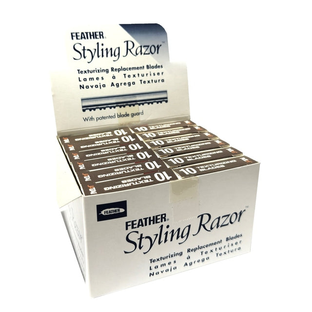 Feather Styling Razor Replacement 10 Texturizing Blades F1-20-106 - 1 Box 12 packs of 10