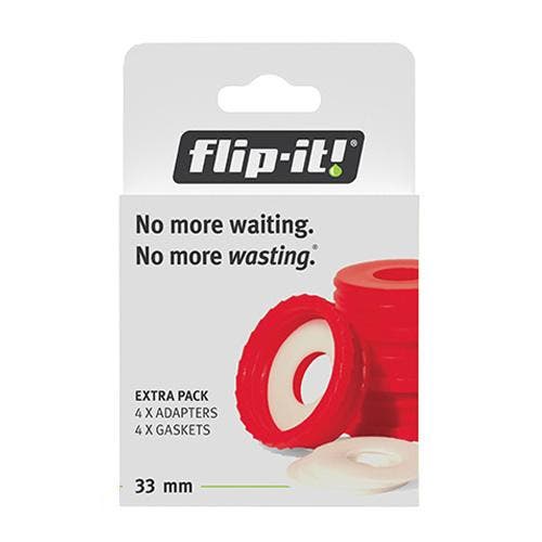 Flip-it Bottle Empty Kit: Red Adapters Size Large, 4-Pack 33mm