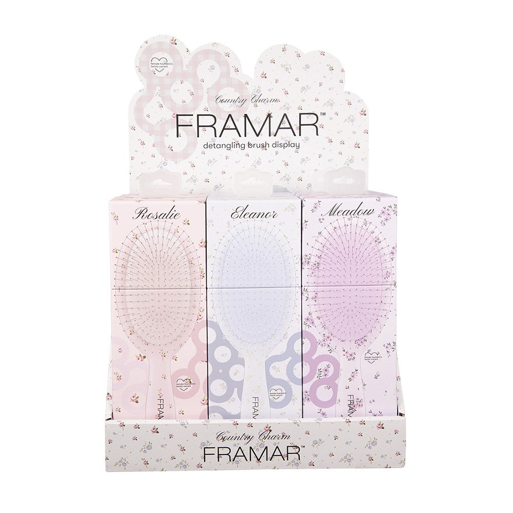 Framar Detangler Hair Brush Country Charm - Display 9pc
